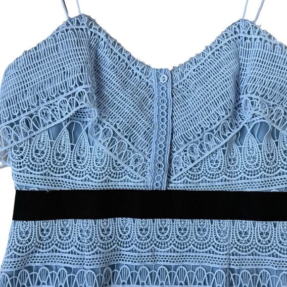$675 Self-Portrait Blue Teardrop Guipure Lace Maxi Dress - US 8 / UK 12 - Picture 8 of 11